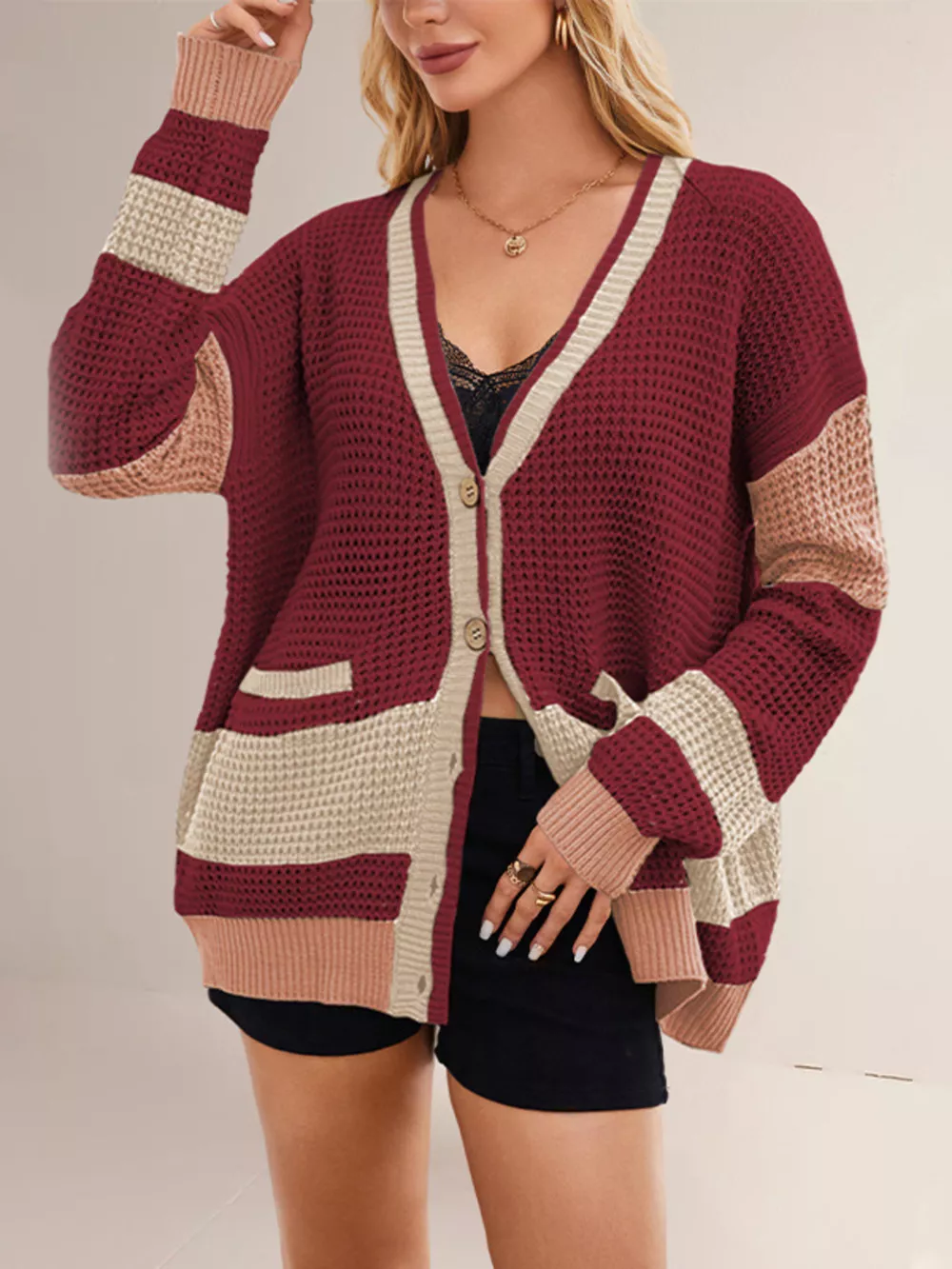 Color Block V-Neck Cardigan, image 9