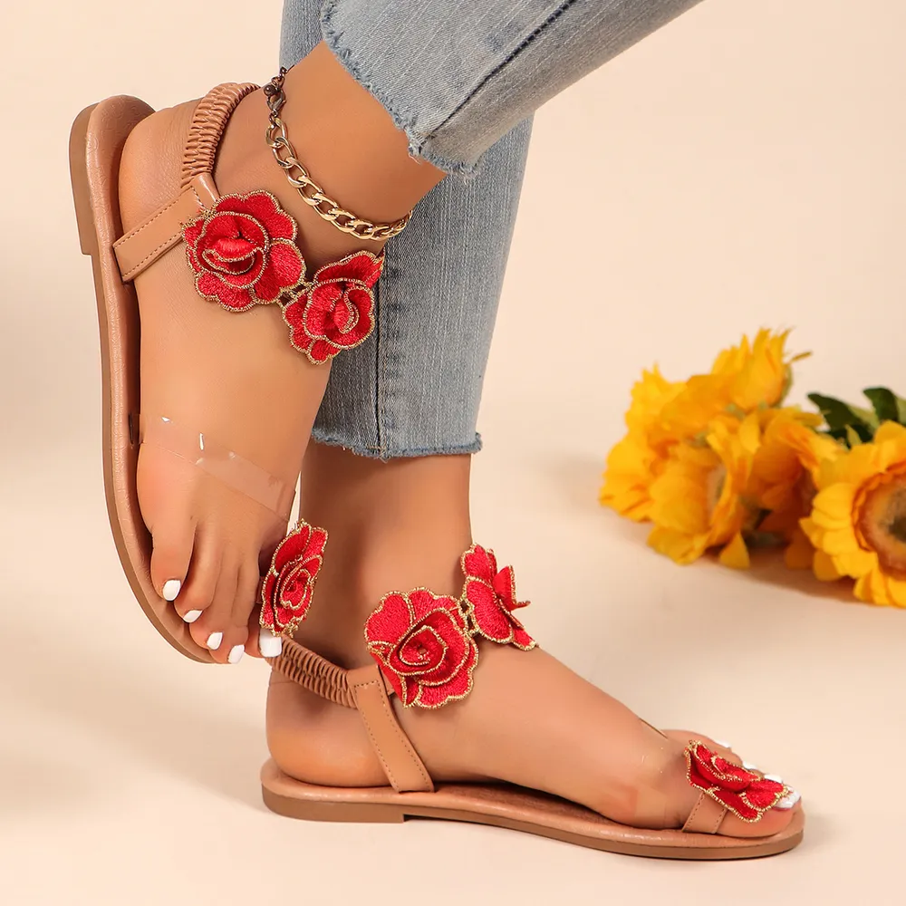 Flower Toe Loop Flats Sandals, image 8