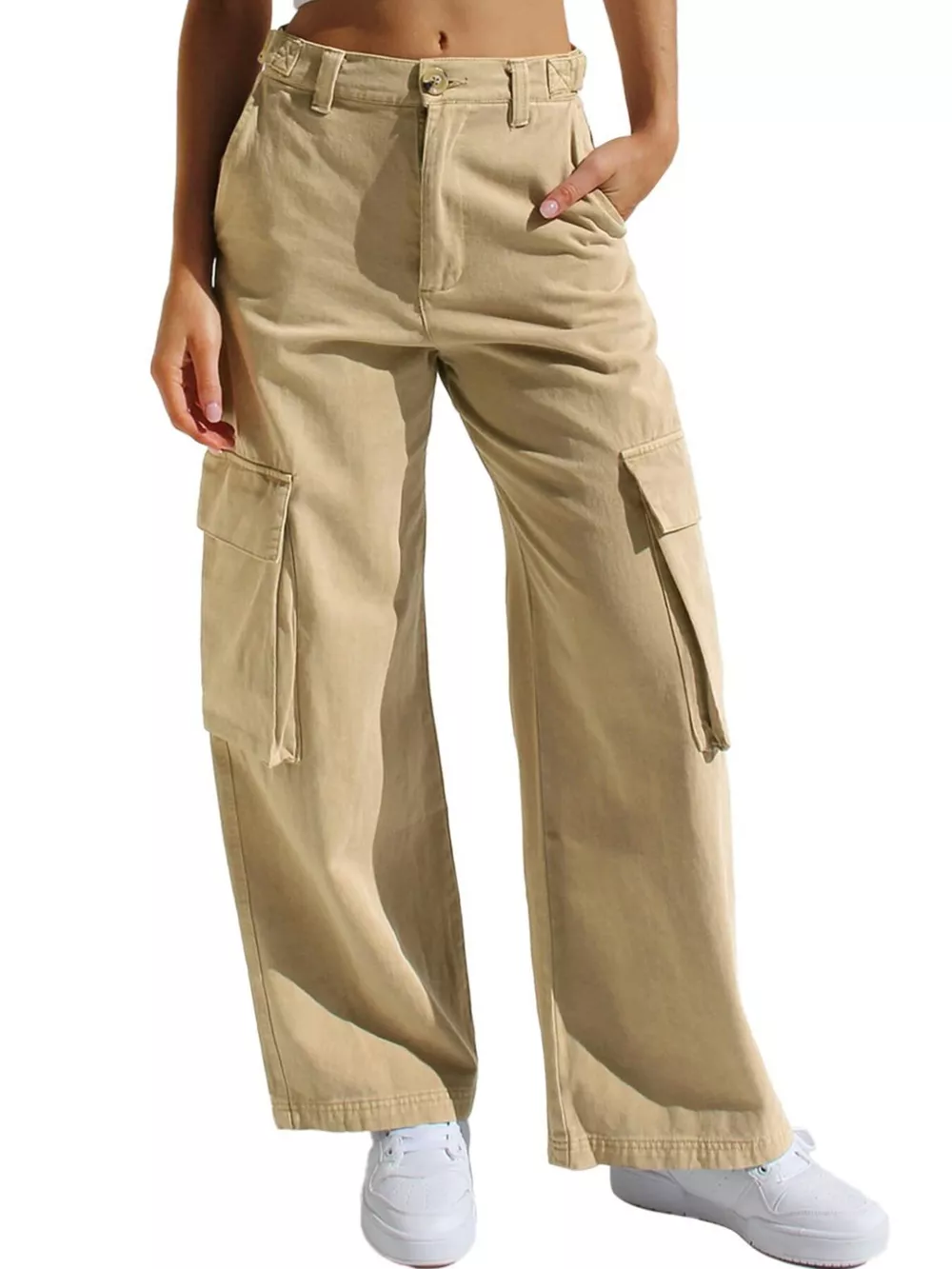 High-Waisted Wide Leg Cargo Jeans, image 16