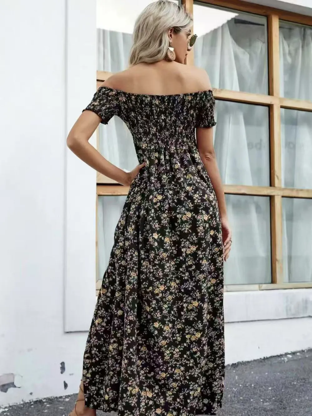 Full Size Slit Off-Shoulder Floral Midi Dress Plus Size, image 24