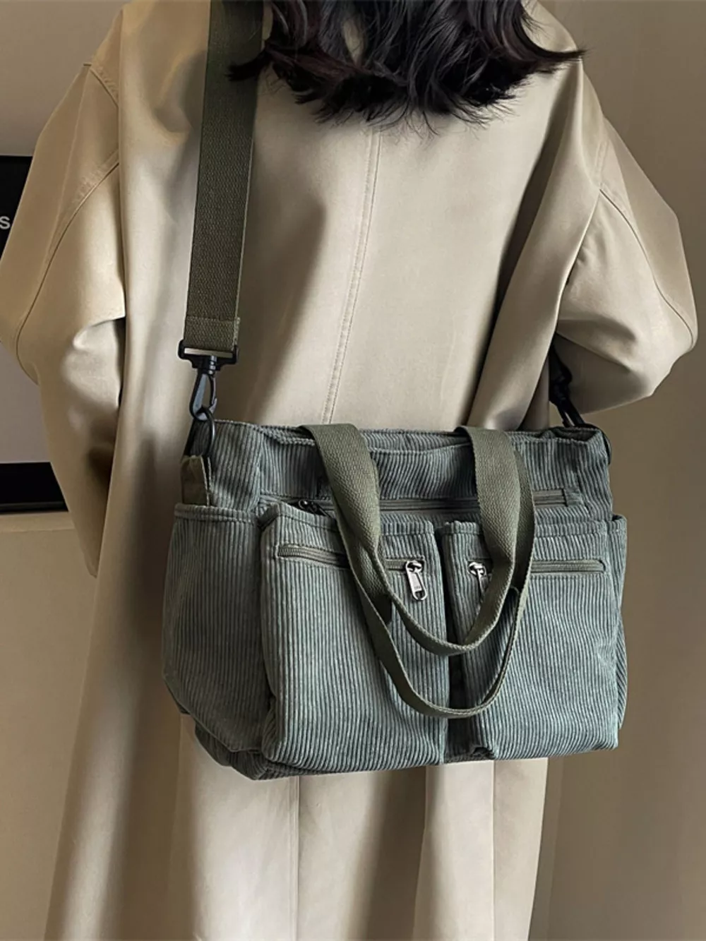 Corduroy Multi-Pocket Crossbody Bag, image 13