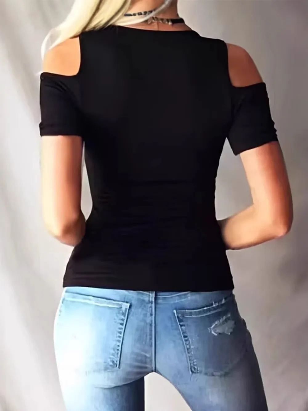 Lace Up Cold Shoulder T-Shirt, image 2