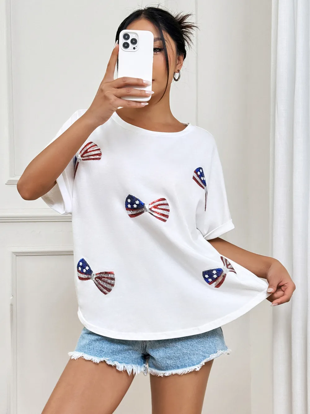 Bow Oversized Round Neck T-Shirt, image 5