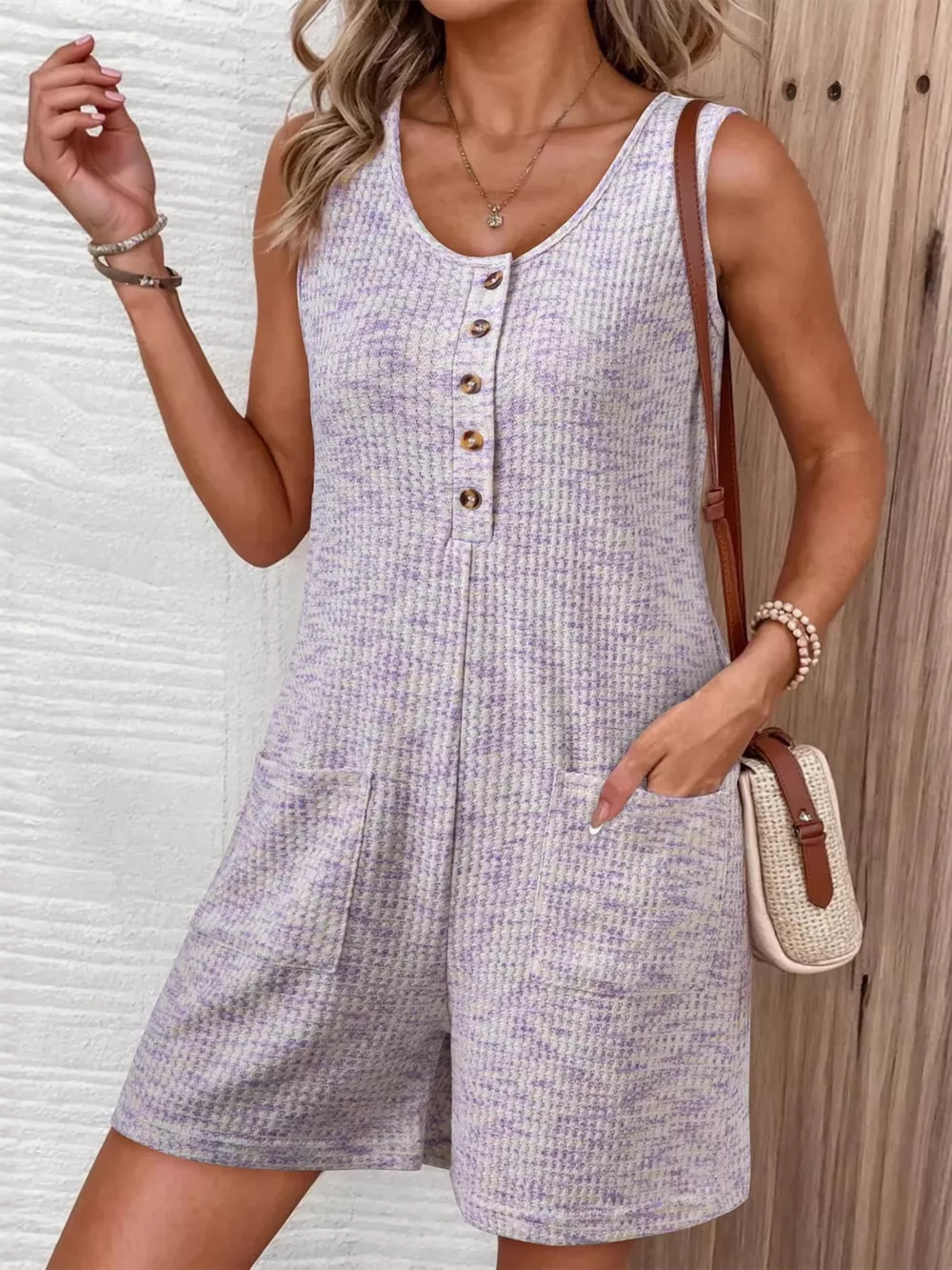 Sleeveless Button Detail Romper, image 17