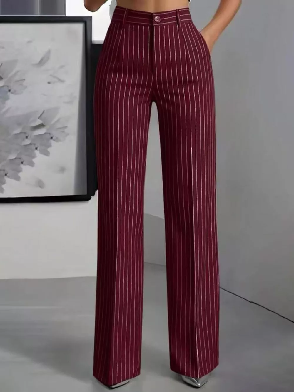 High-Waisted Striped Wide-Leg Pants, image 7