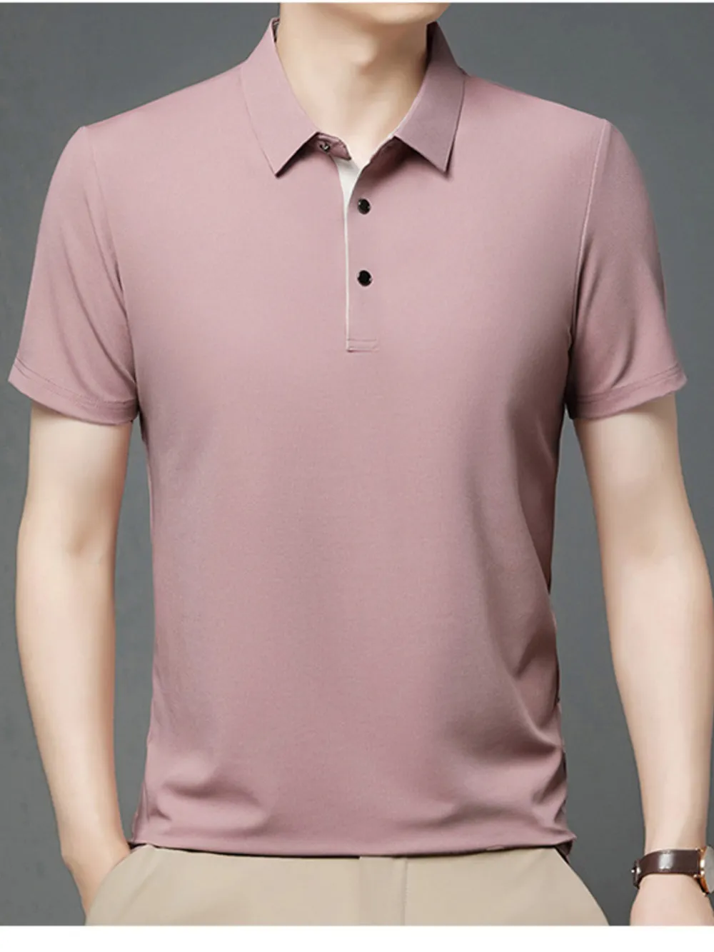Men's Plus Size Button Detail Short Sleeve Polo, image 5