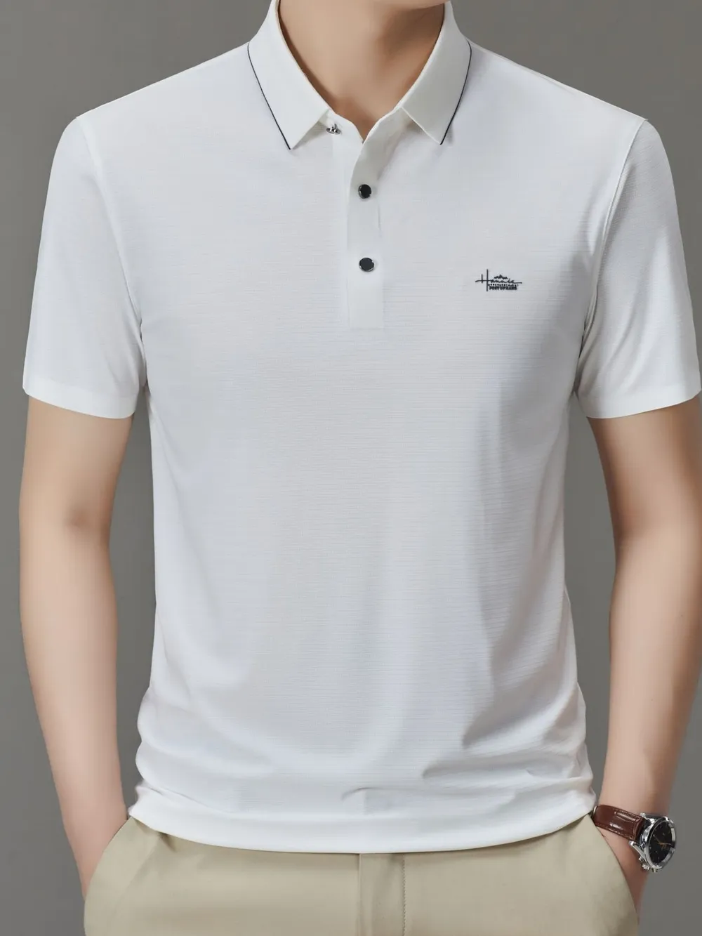 Men's Full Size Button Detail Short Sleeve Polo Plus Size, image 7
