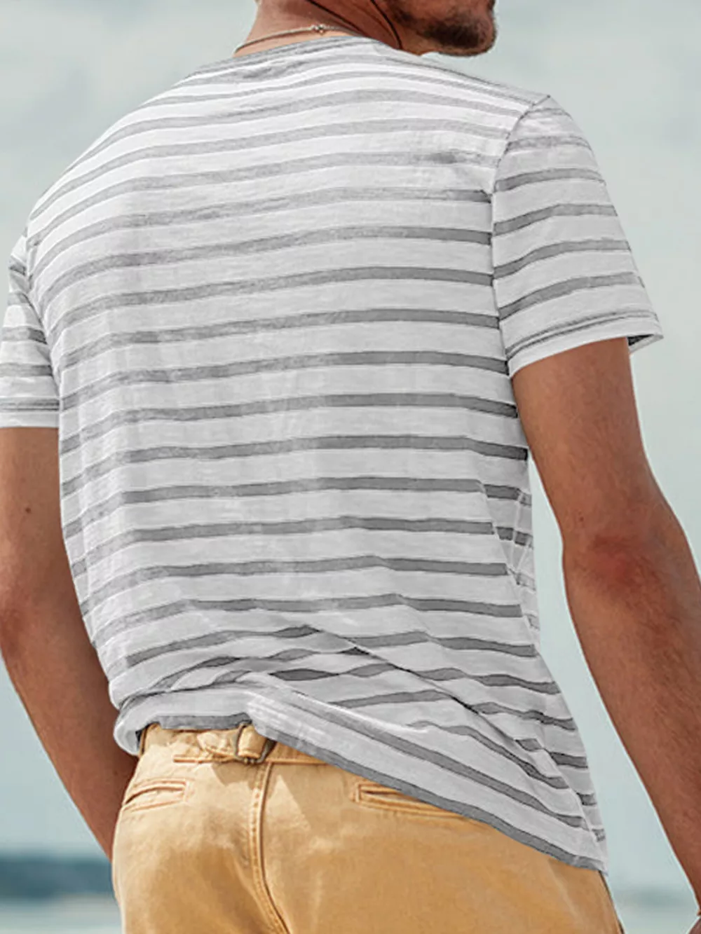 Men's Full Size Striped Pocket Short Sleeve T-Shirt Plus Size, image 7