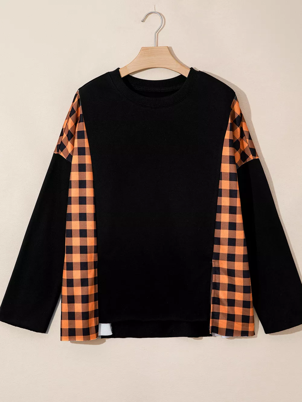 Patchwork Plaid Pumpkin Face Long Sleeve Top, image 5