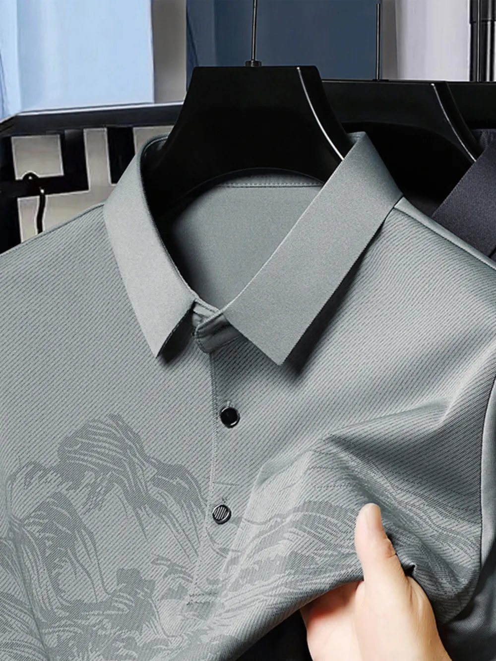 Men's Plus Size Button Detail Short Sleeve Polo, image 10