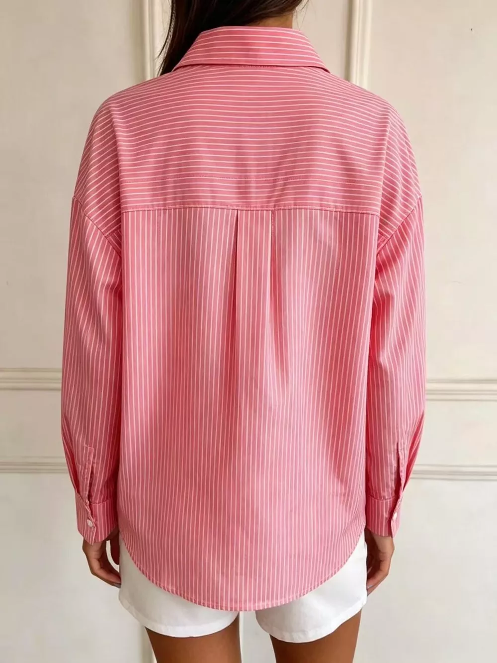 Full Size Striped Button-Down Long Sleeve Shirt Plus Size, image 15