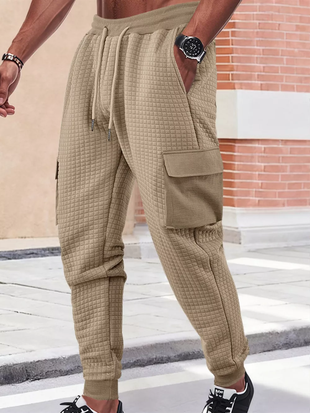 Men's Full Size Textured Cargo Joggers Plus Size, image 8