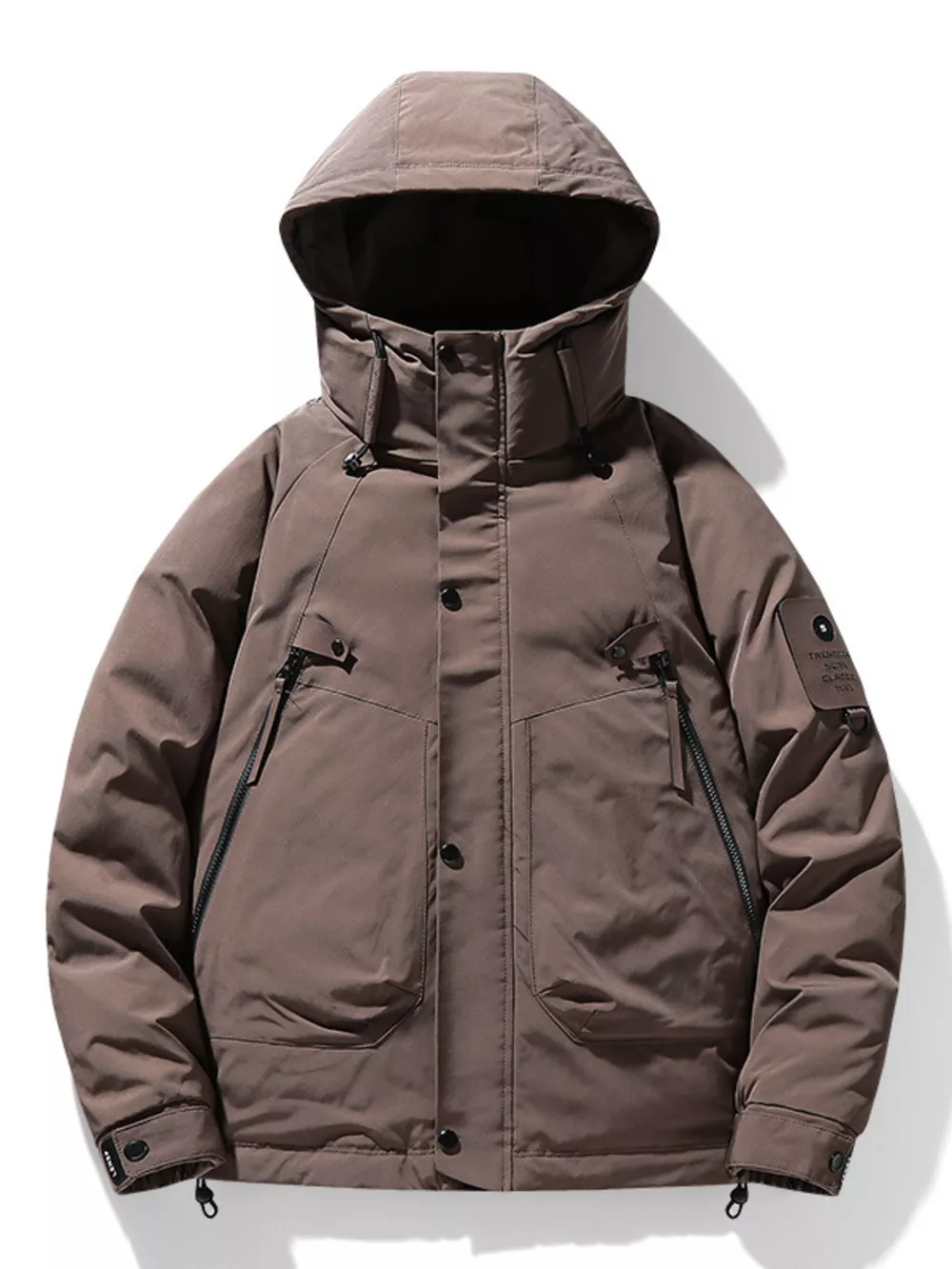 Men's Plus Size Hooded Puffer Jacket with Multiple Pockets, image 3