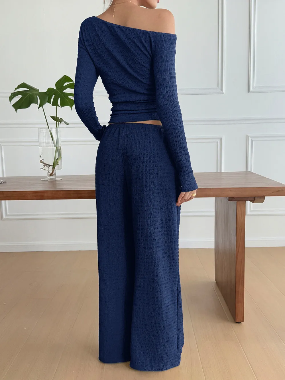 One Shoulder Long Sleeve Top and Pants Set, image 13