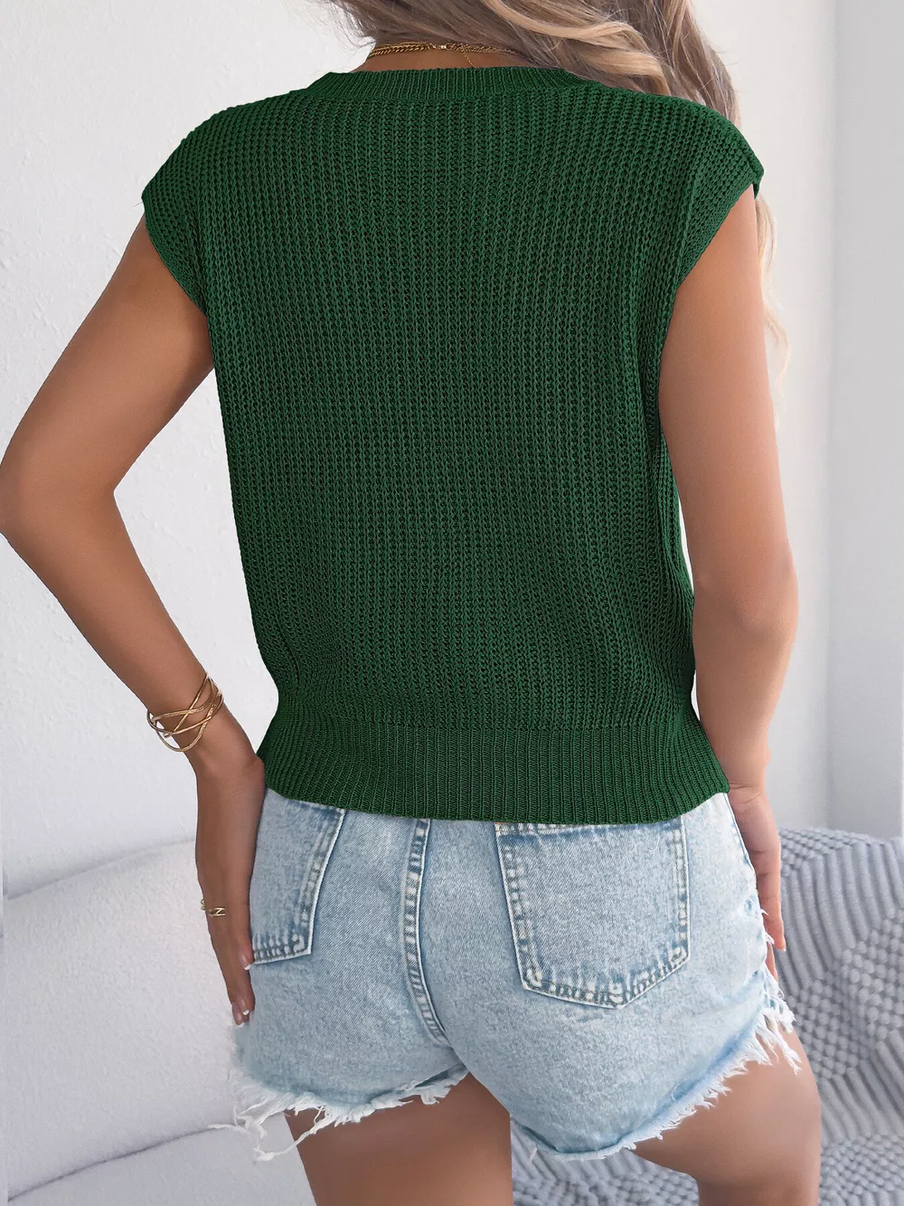 Cable Knit Cap Sleeve Sweater, image 9