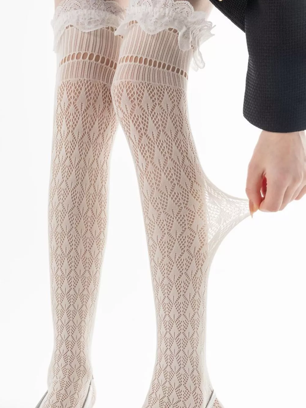 Lace Over-the-Knee Hollow-Out Stockings, image 19