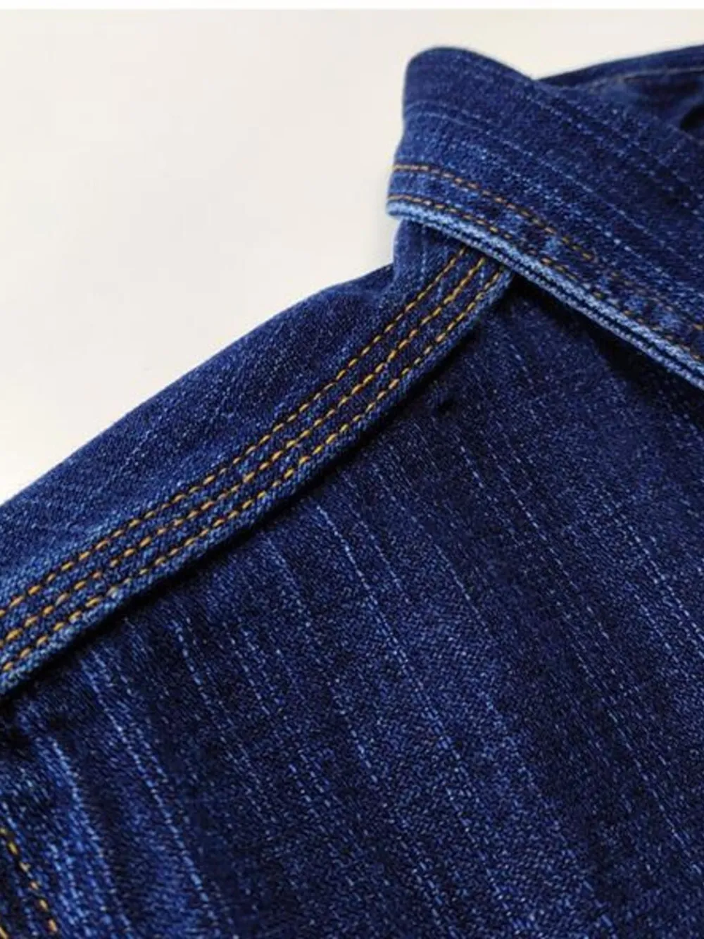 Men's Plus Size Button Up Long Sleeve Denim Shirt, image 4