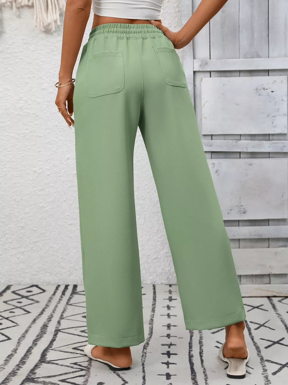 Casual Drawstring Wide Leg Pants, image 4