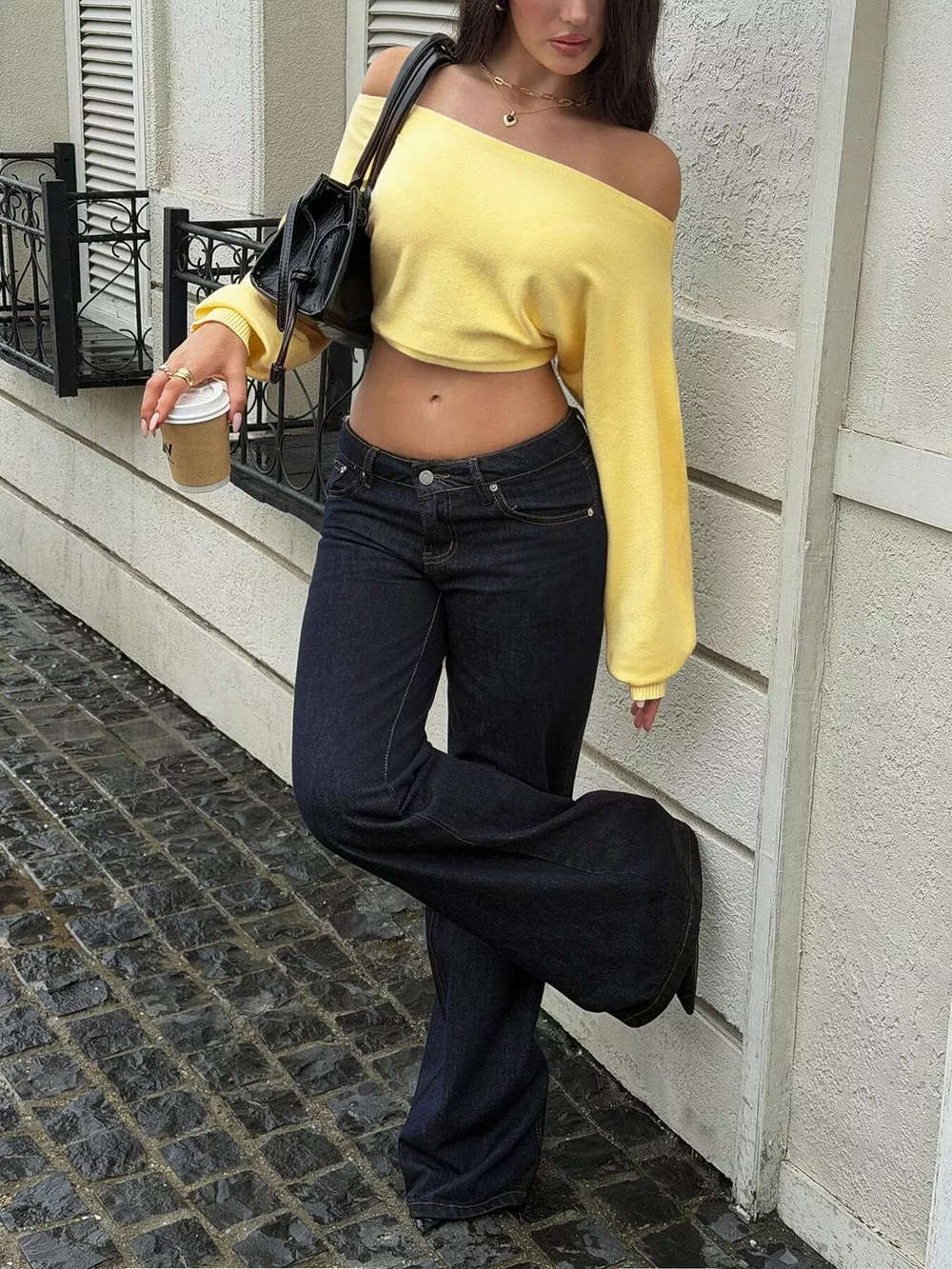 Off-Shoulder Cropped Sweater, image 4