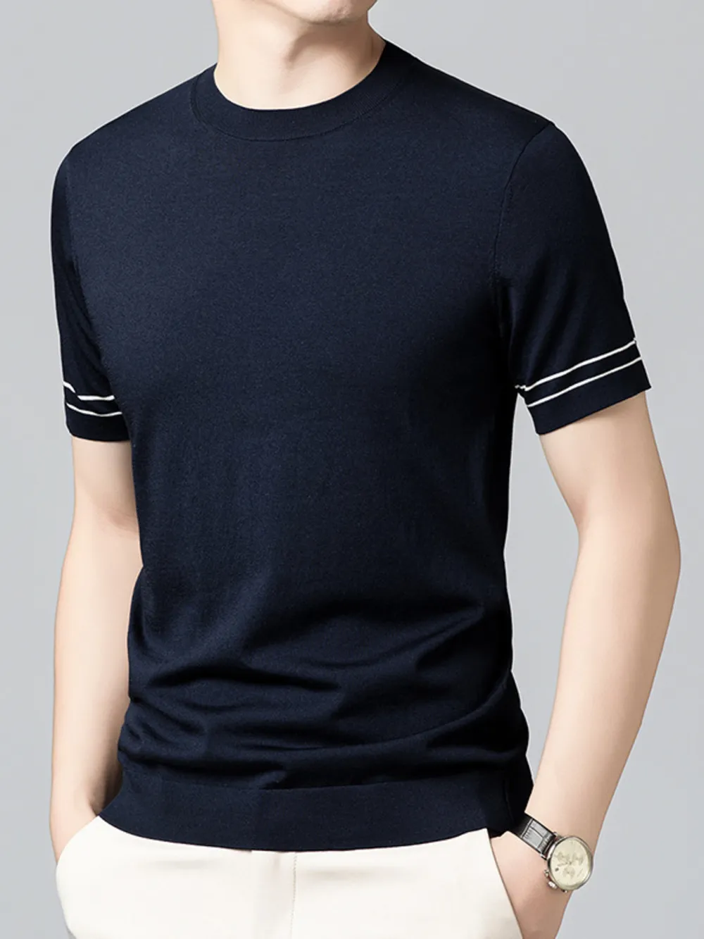 Men's Plus Size Round Neck Short Sleeve T-Shirt, image 2
