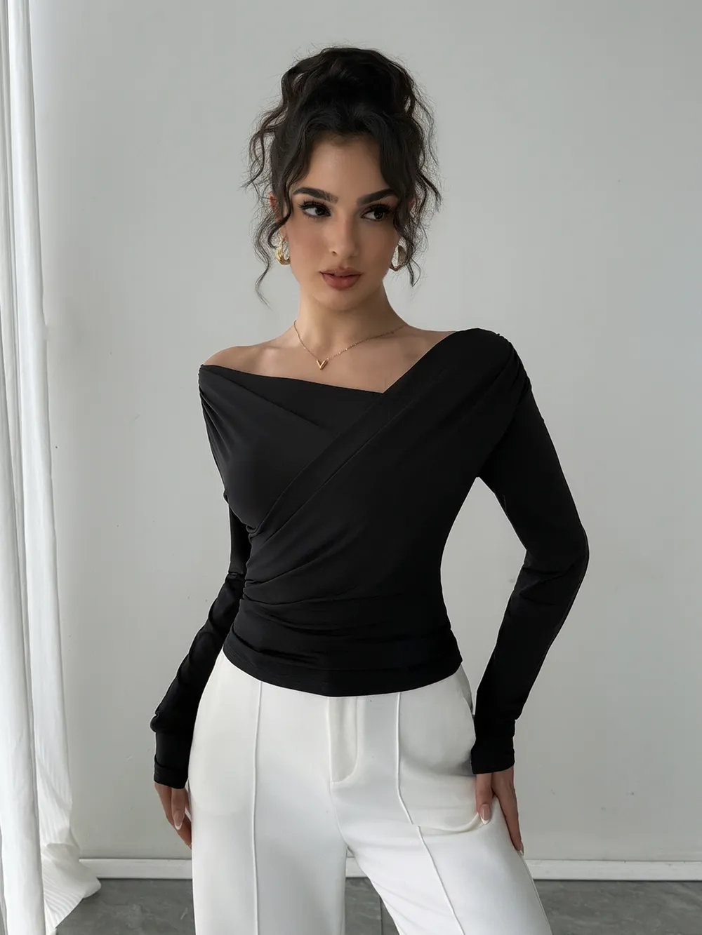Asymmetrical Long Sleeve Blouse, image 5