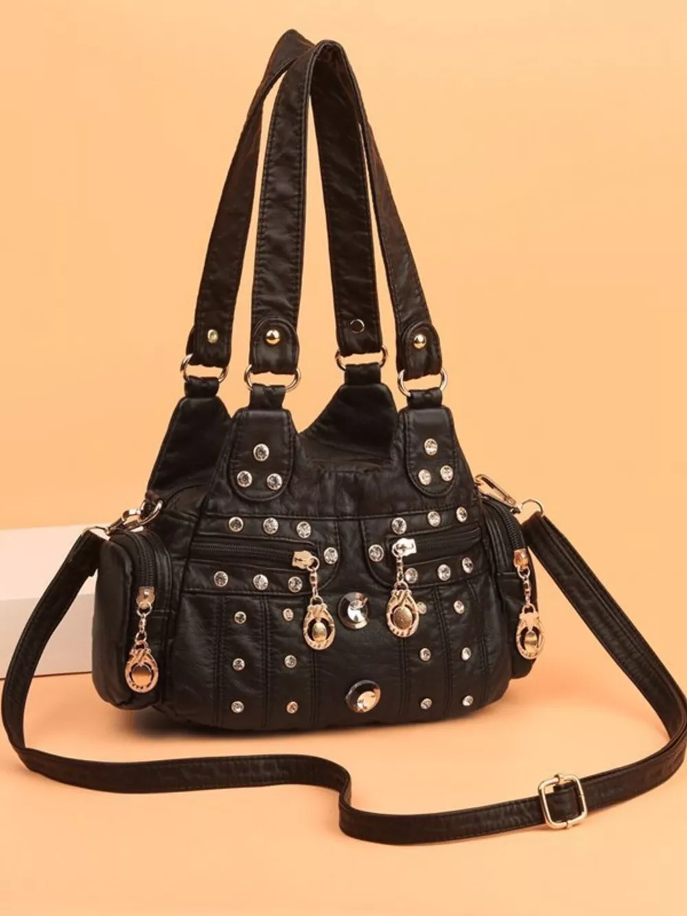 Rivet Decor Multifunctional Crossbody Bag