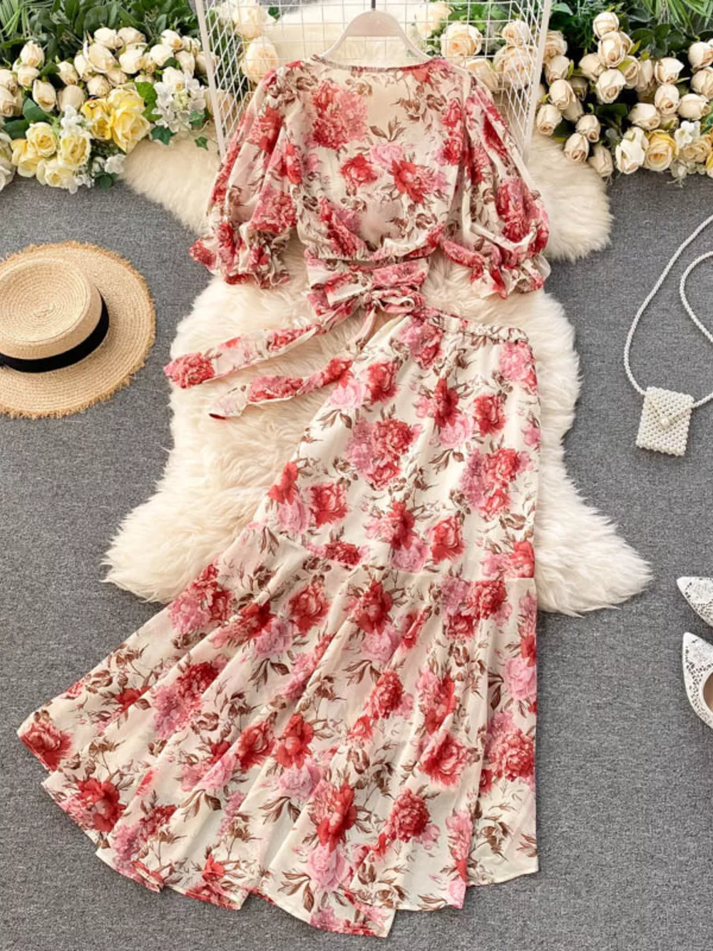 Floral Print Crop Top and Skirt Set, image 8