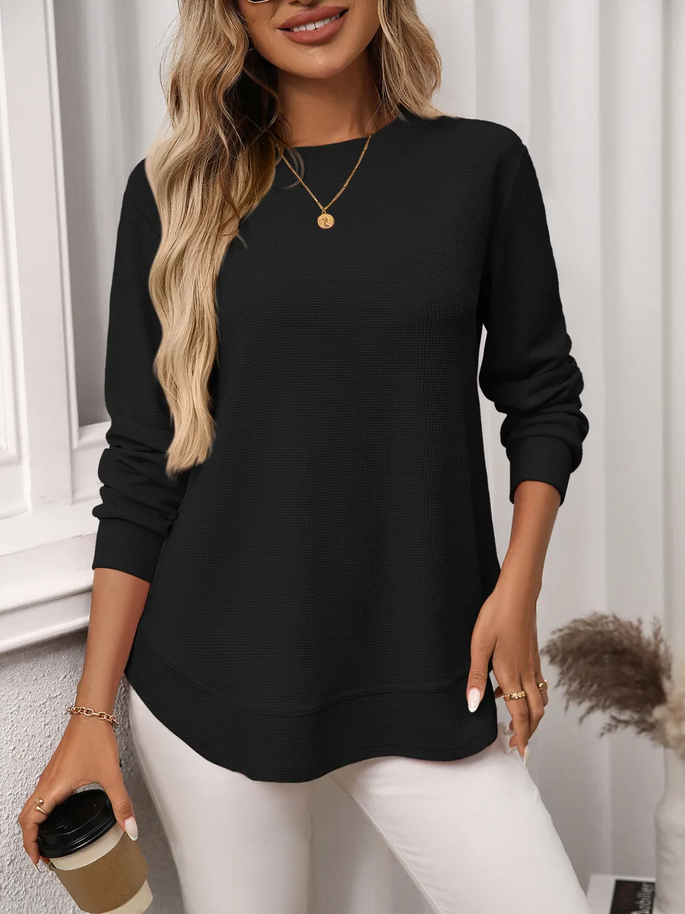 Long Sleeve Round Neck T-Shirt, image 20