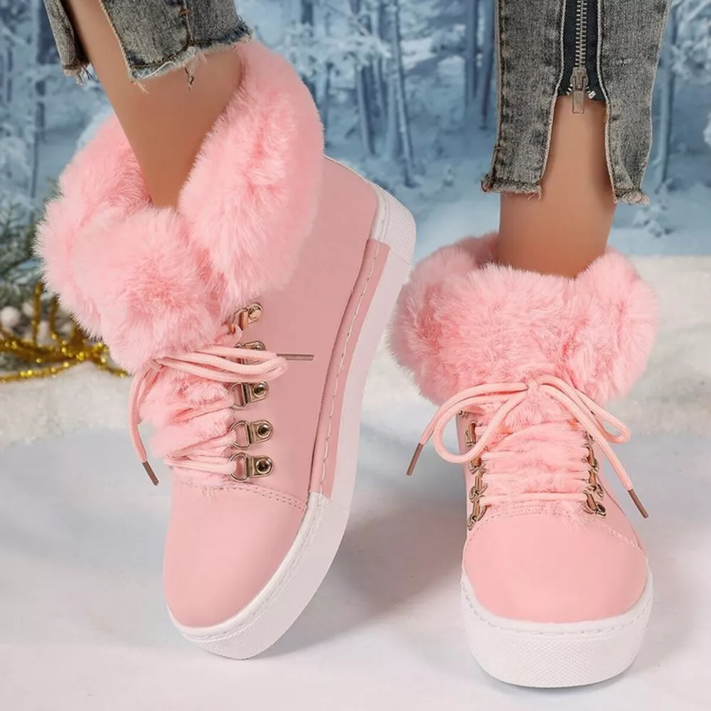 Fuzzy Trim Lace-Up Ankle Boots, image 20