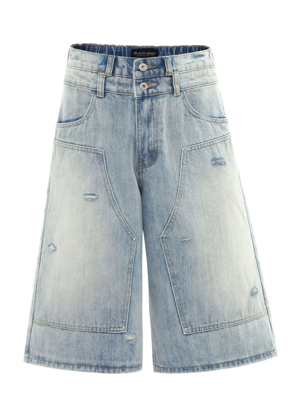 Men's Washed Wide Leg Cropped Jeans