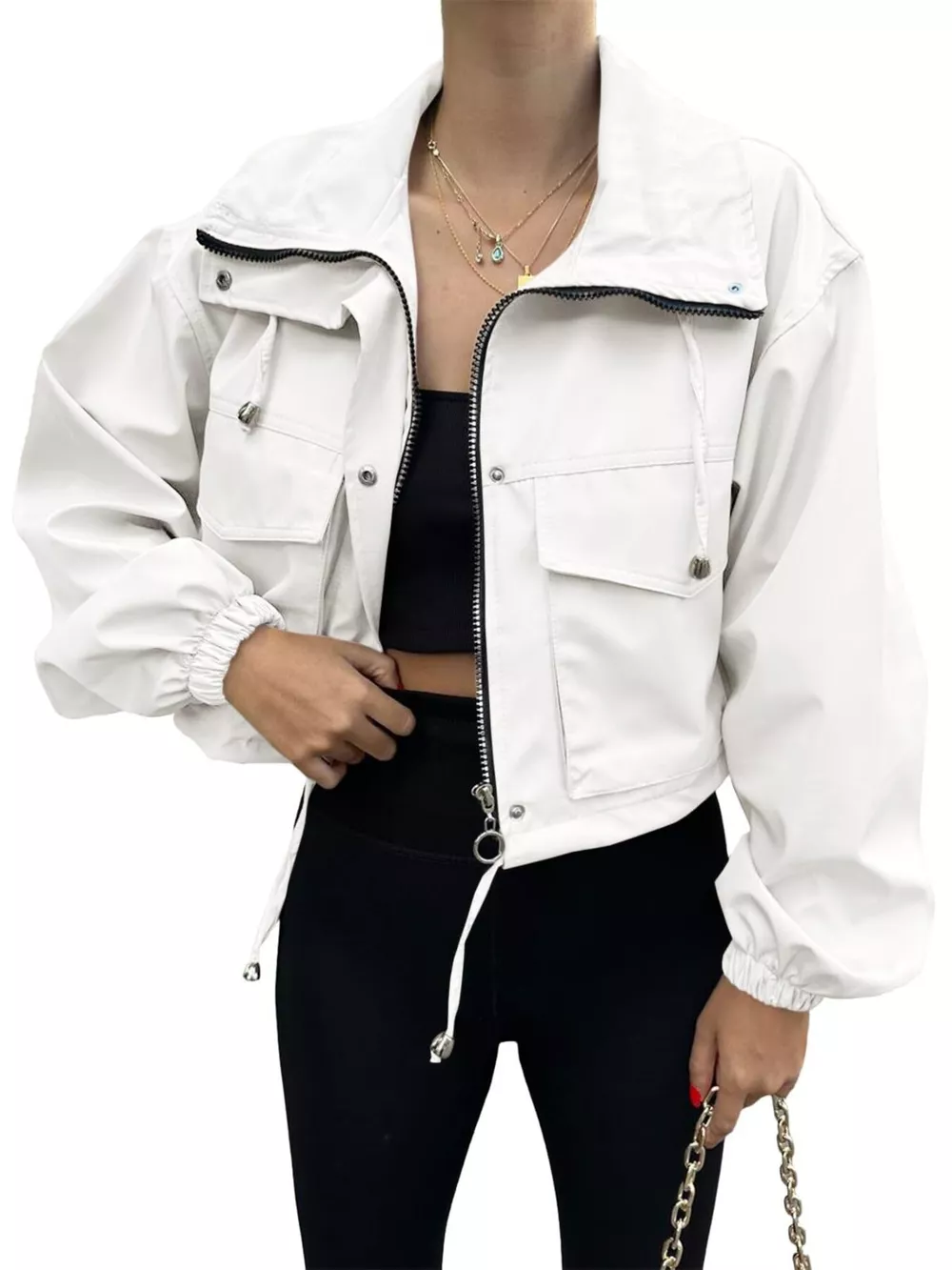 Drawstring Hem Zip Up Jacket, image 19