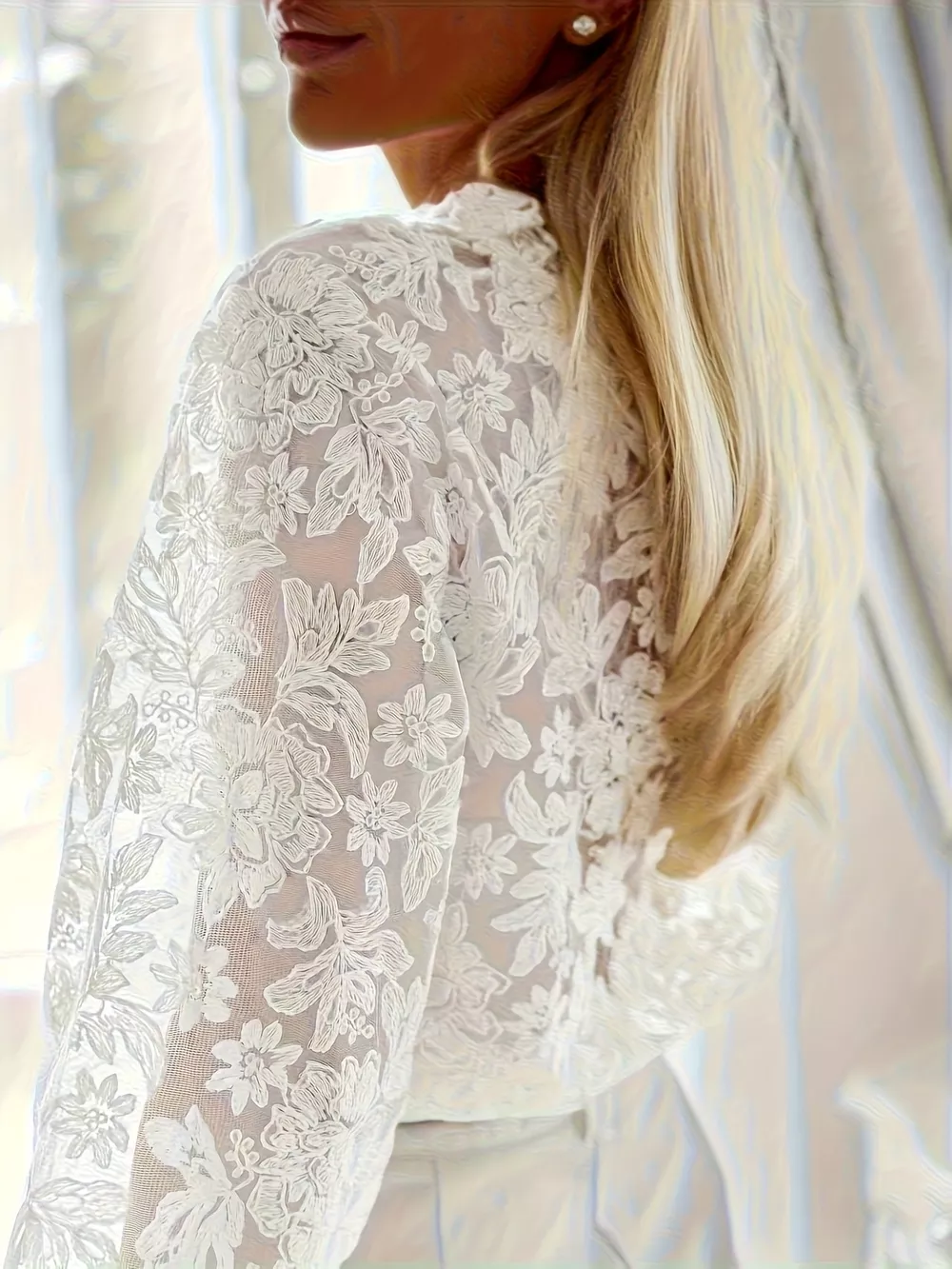 Sheer Lace Long Sleeve Shirt, image 10