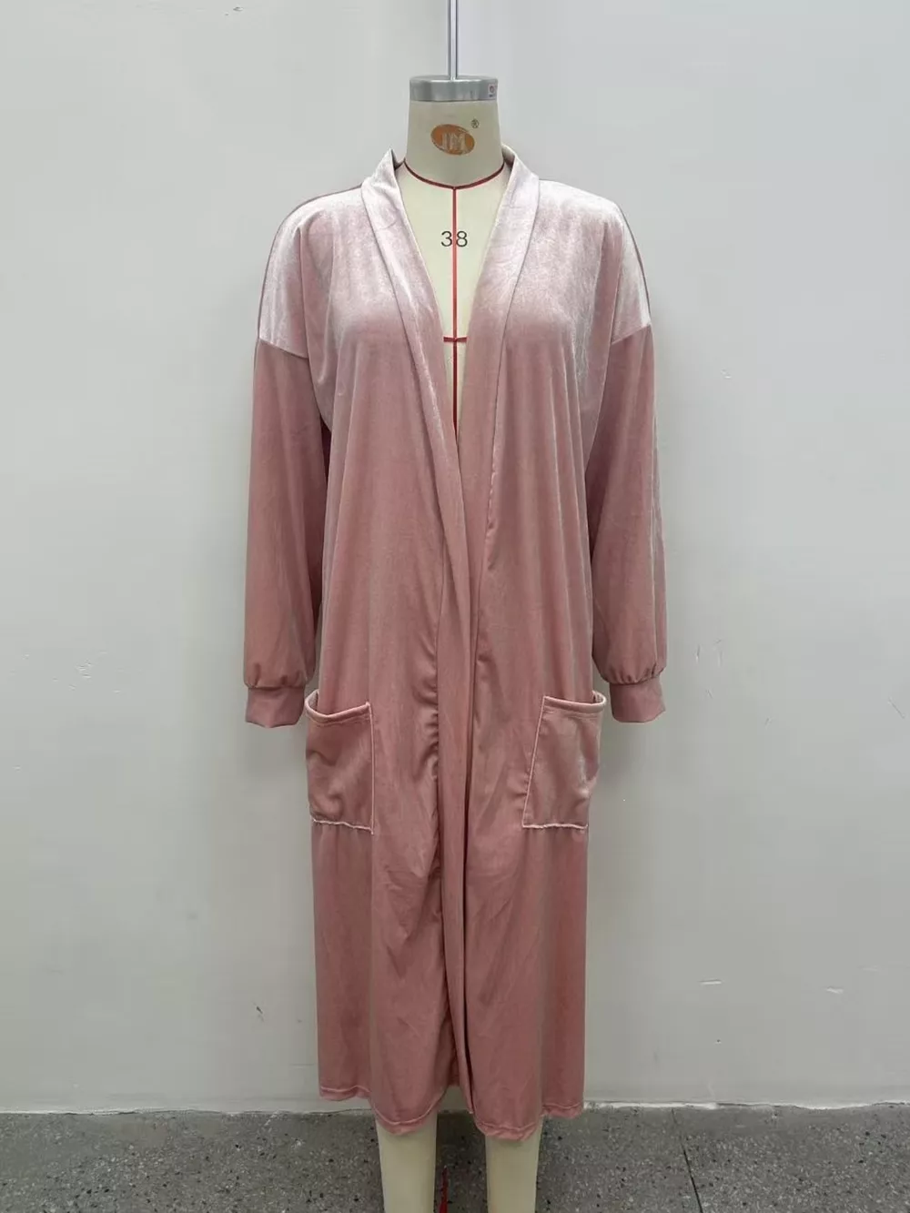 Plus Size Velvet Open-Front Longline Cardigan, image 2