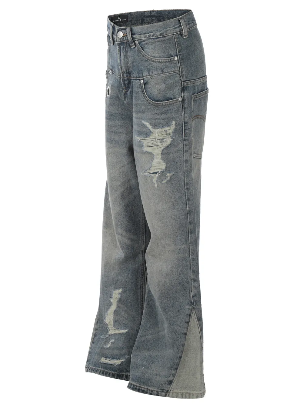 Men's Distressed Wide Leg Jeans, image 2