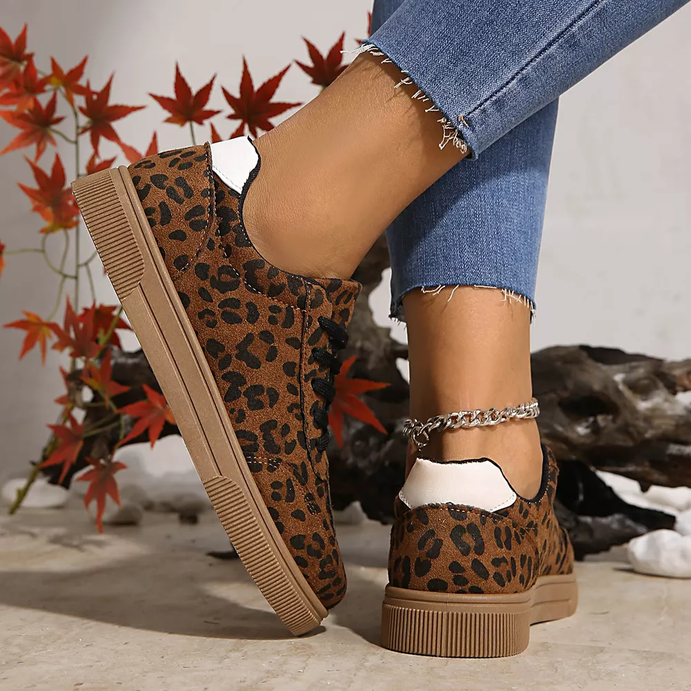 Leopard Lace Up Sneakers, image 4