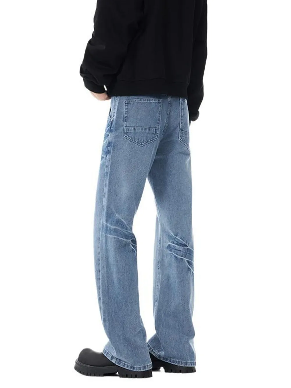 Men's Washed Wide Leg Flare Jeans, image 3