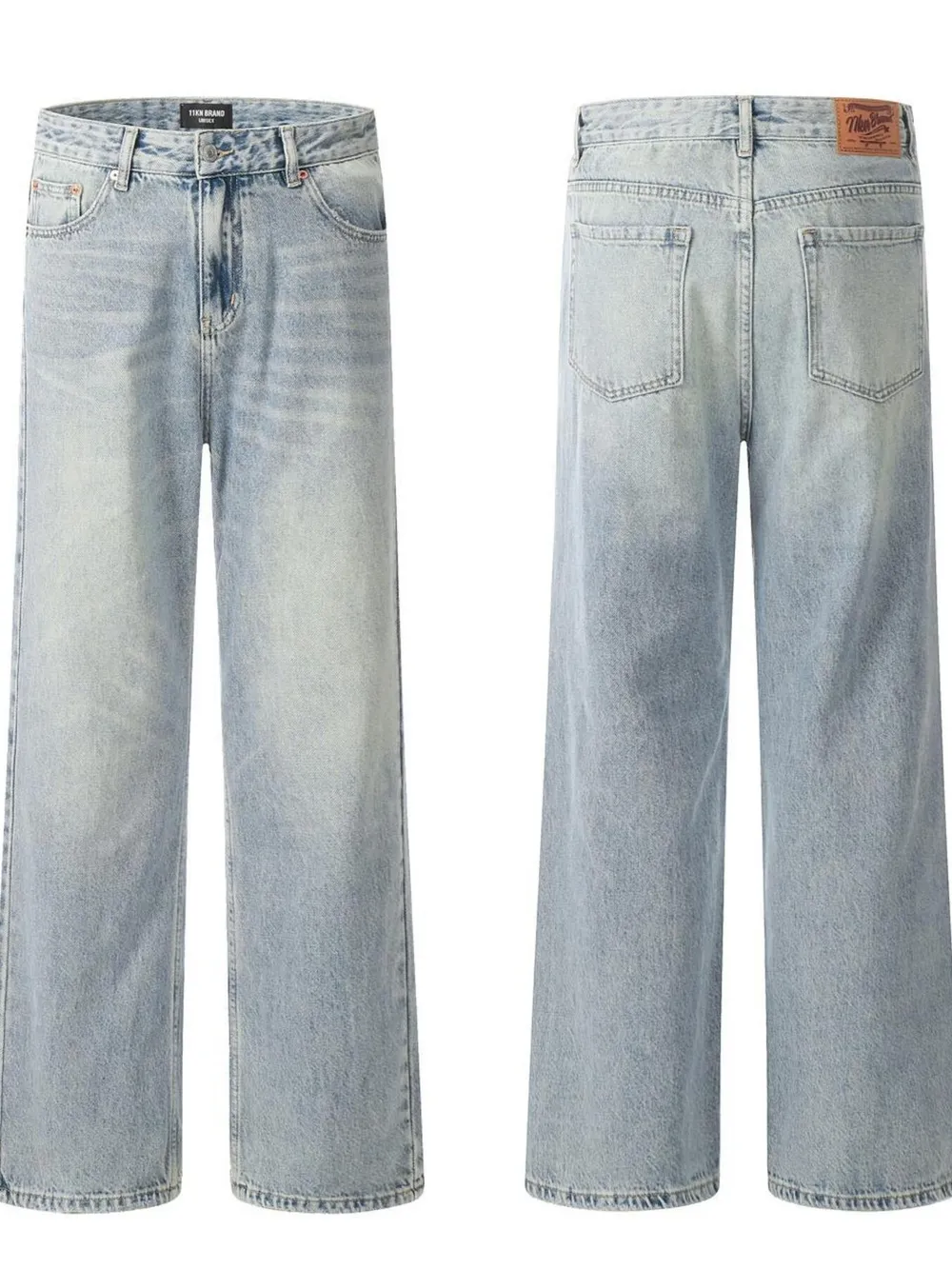 Men's Wash High-Rise Wide Leg Jeans, image 4