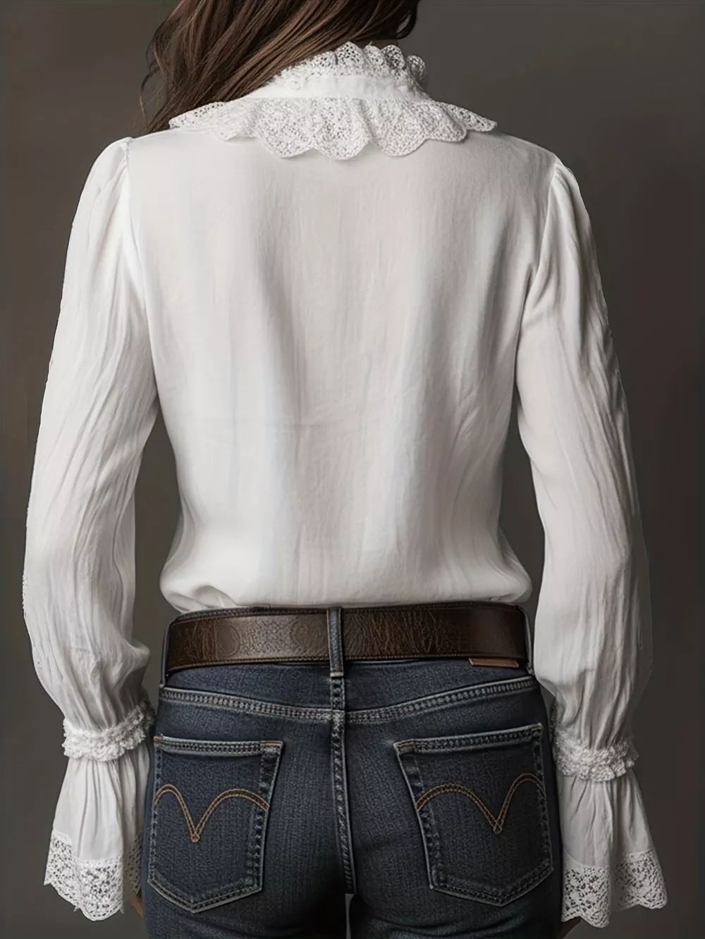 Lace Trim Button Up Shirt, image 3