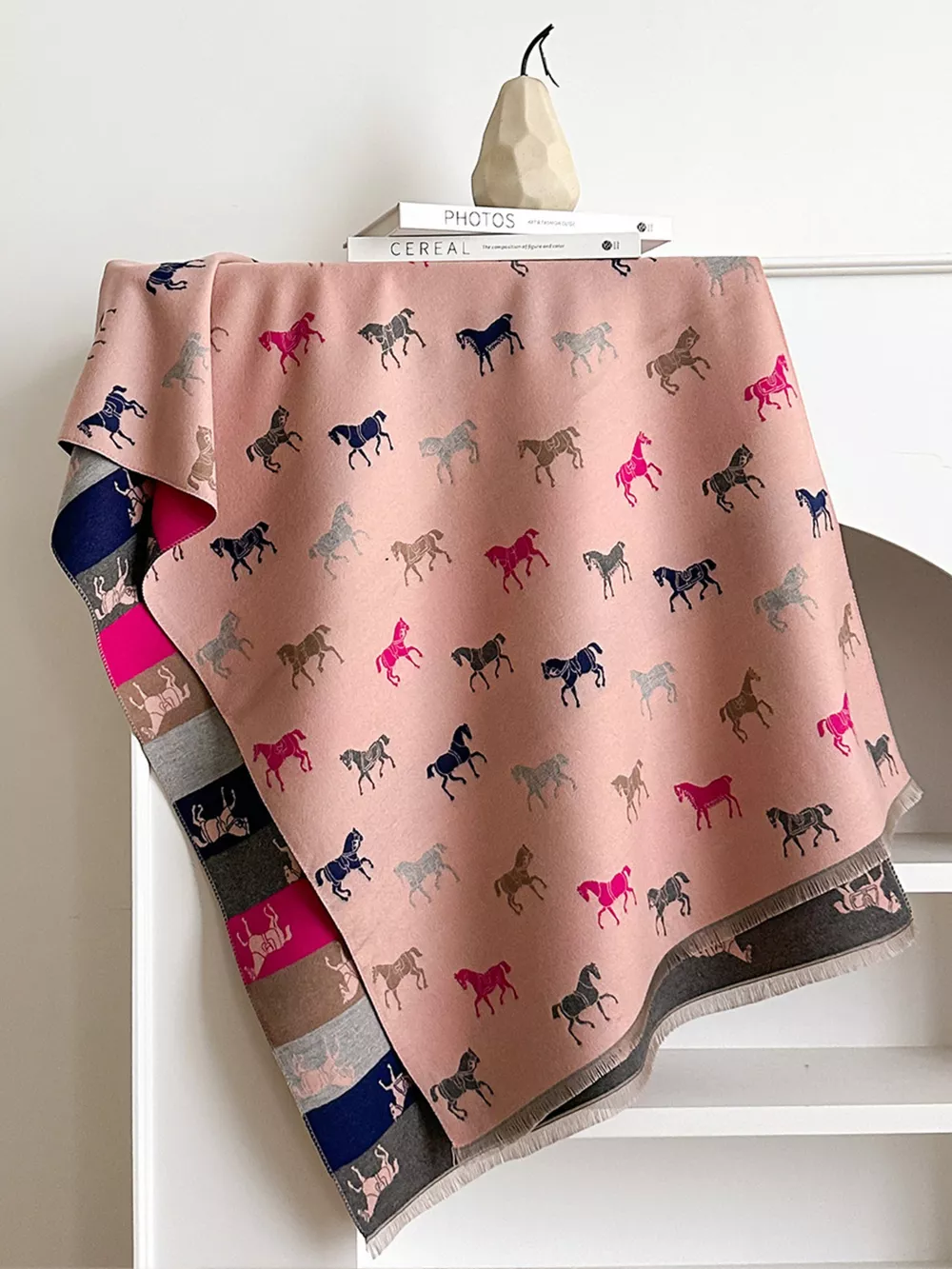 Horse Print Raw Hem Scarf, image 3