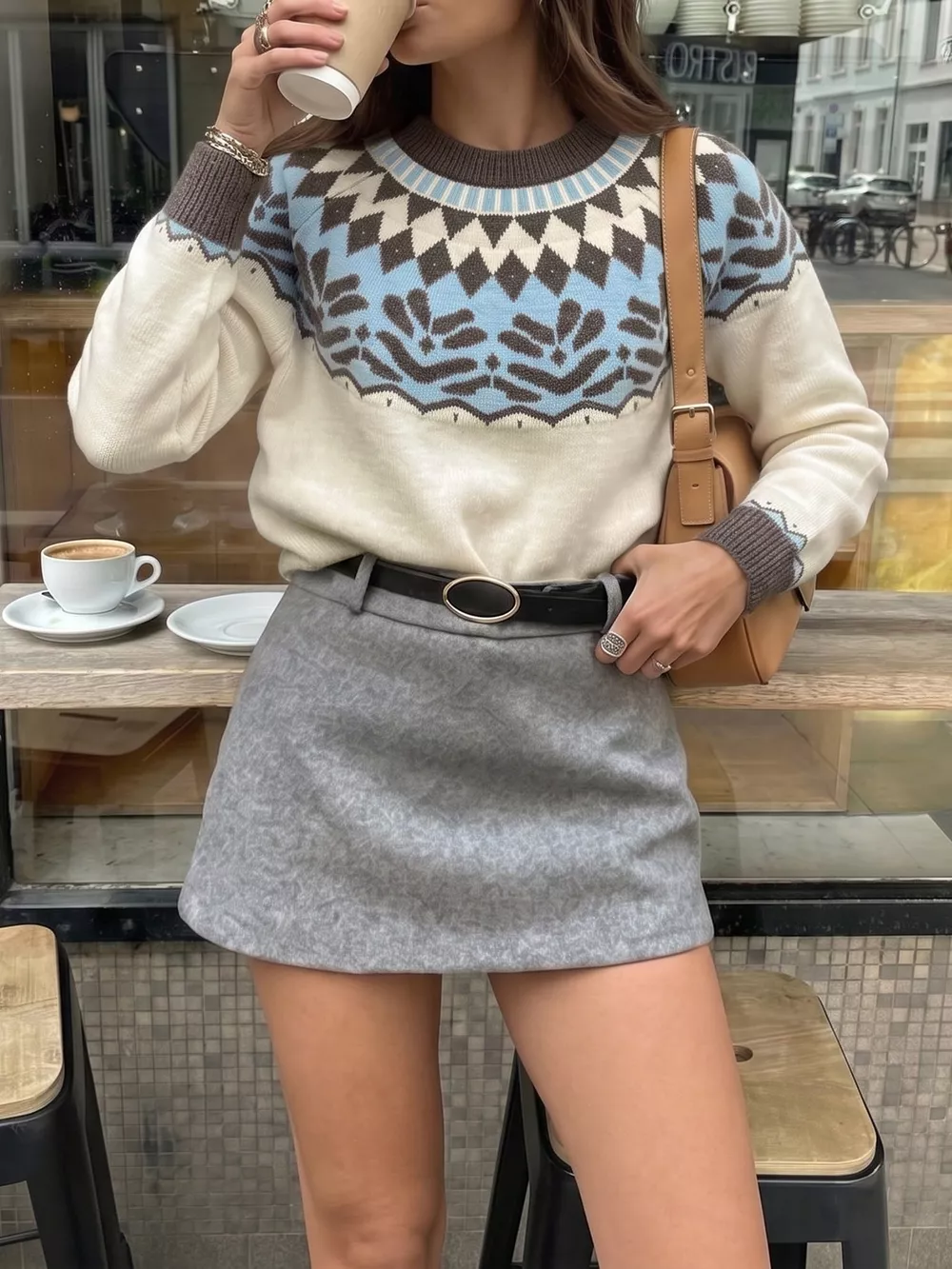 Fair Isle Pattern Round Neck Sweater, image 2