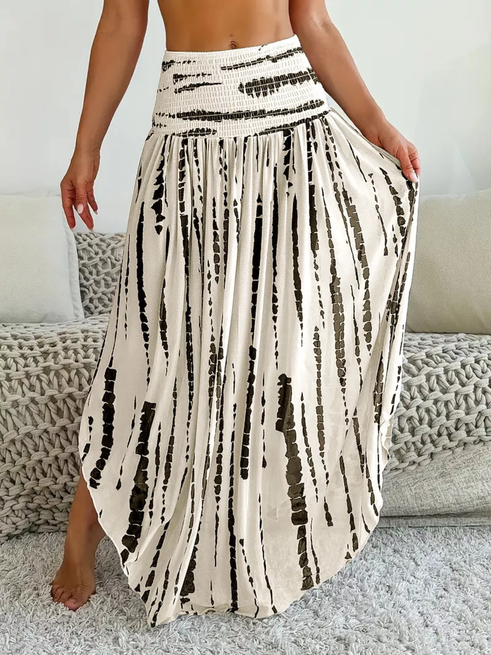 Smocked Asymmetrical Hem Skirt, image 11