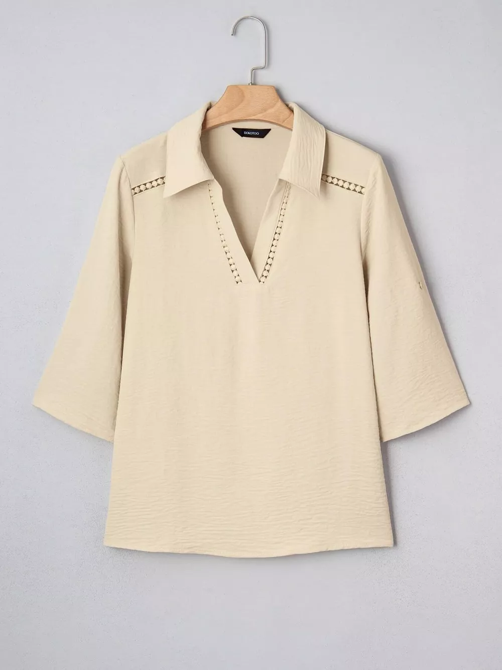Johnny Collar Texture Blouse, image 15