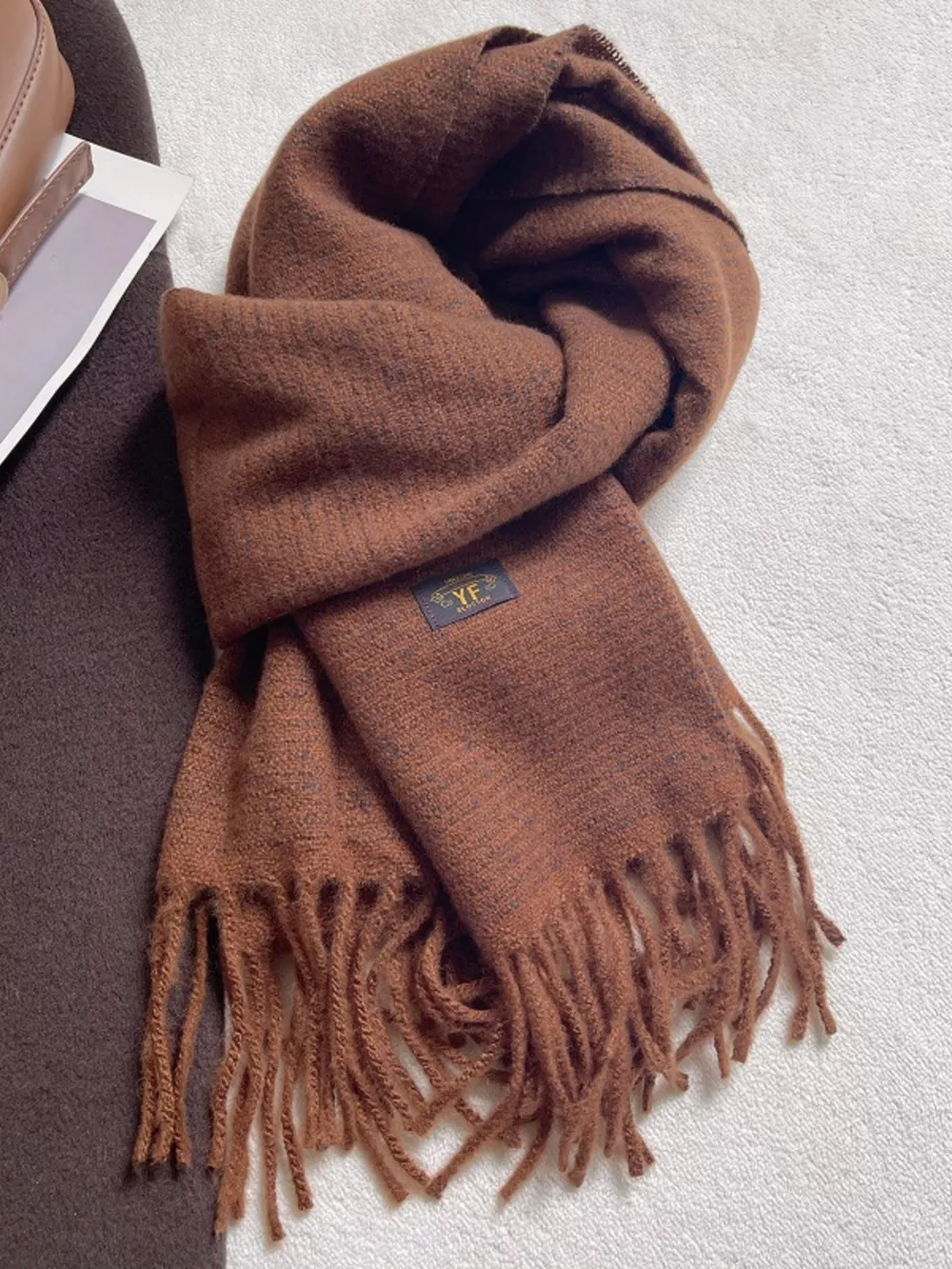 Warm Striped Tassel Scarf, image 7
