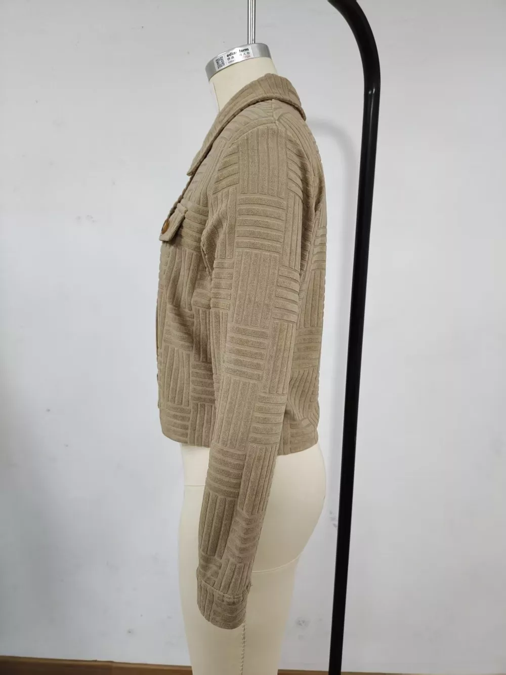Textured Corduroy Button-Front Cropped Jacket, image 6