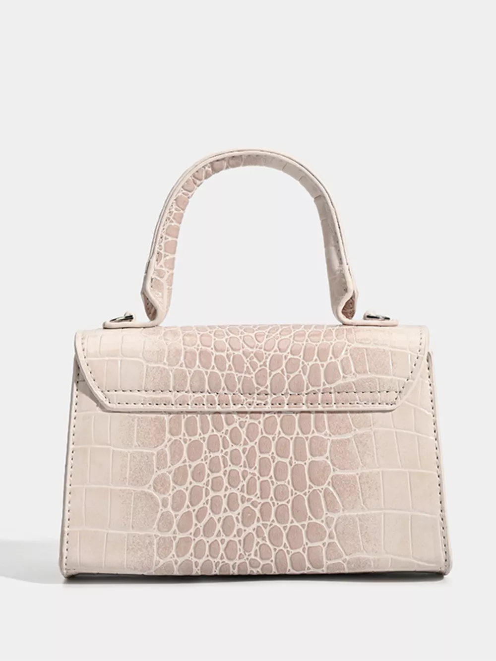 Croc-Embossed Top Handle Handbag, image 9