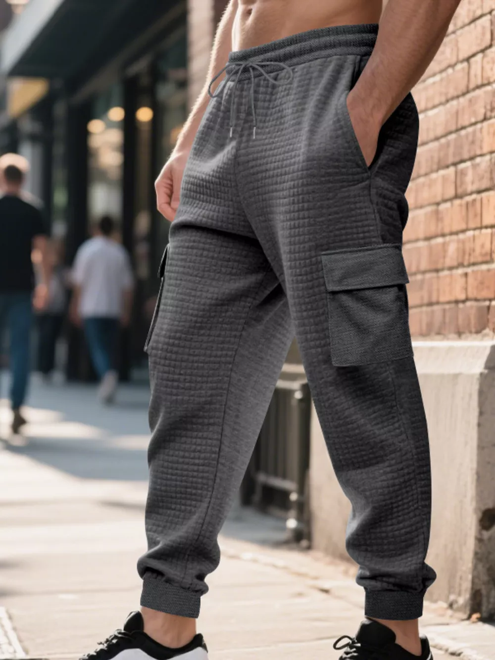 Men's Full Size Textured Cargo Joggers Plus Size, image 7