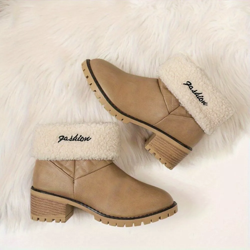 Round Toe Block Heels Boots, image 7