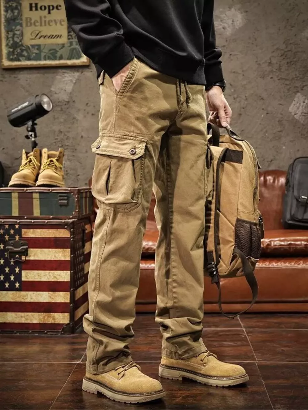 Men's Plus Size Multi-Pocket Cargo Pants, image 2