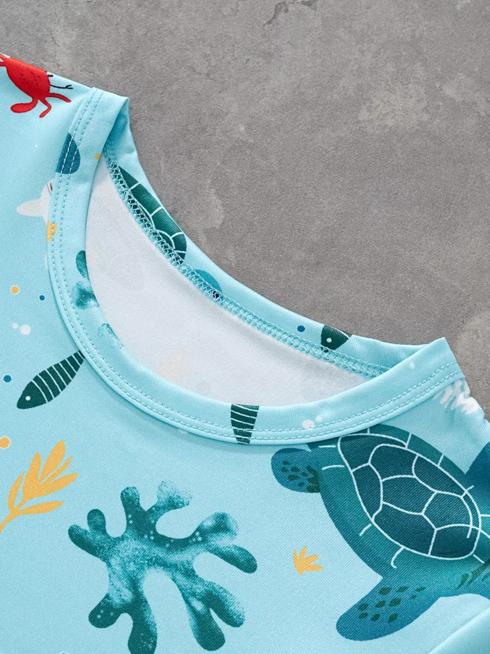 Children's Turtle Print Round Neck Tee and Shorts Set, image 2