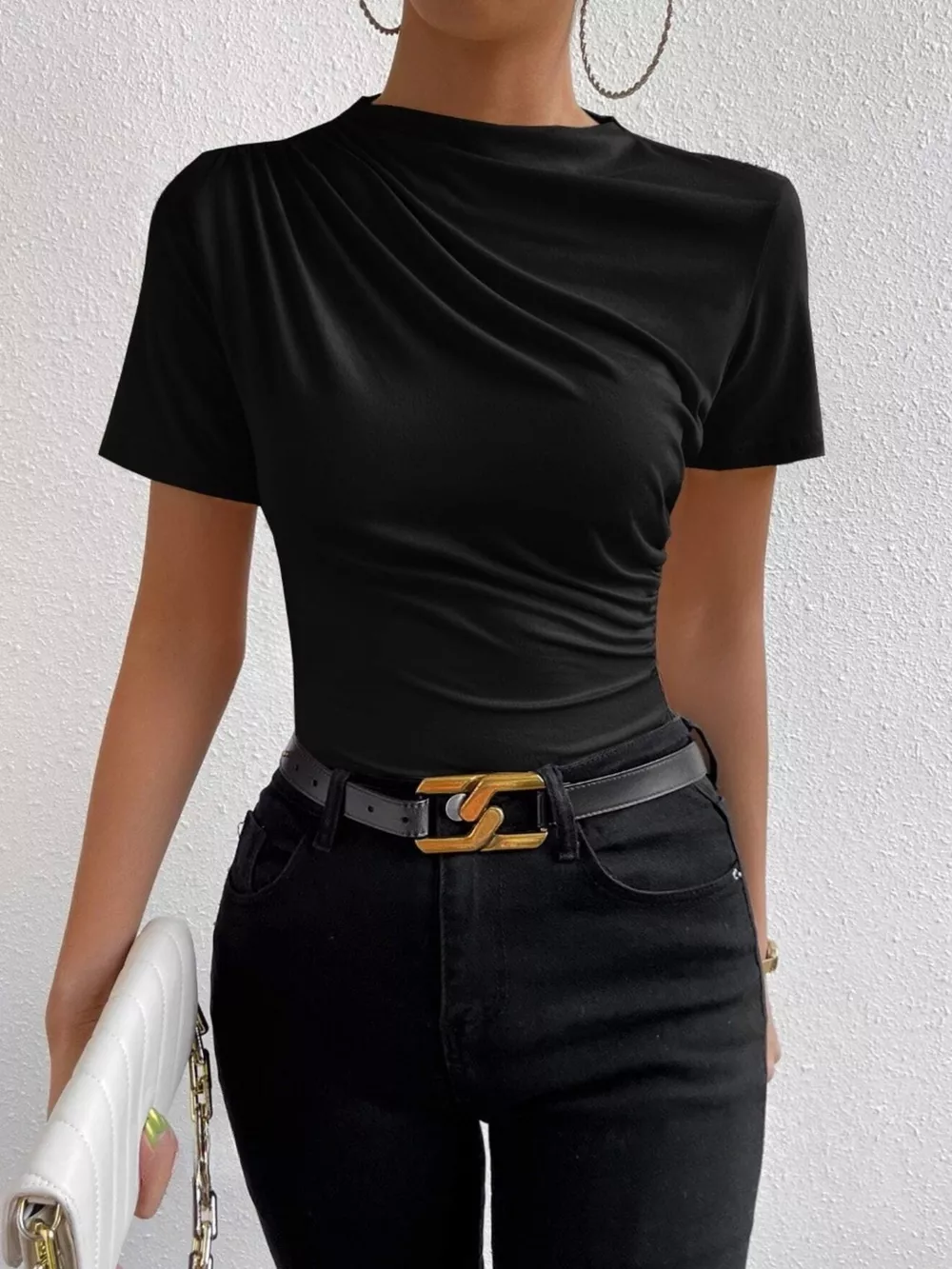 Ruched Short Sleeve T-Shirt, image 9